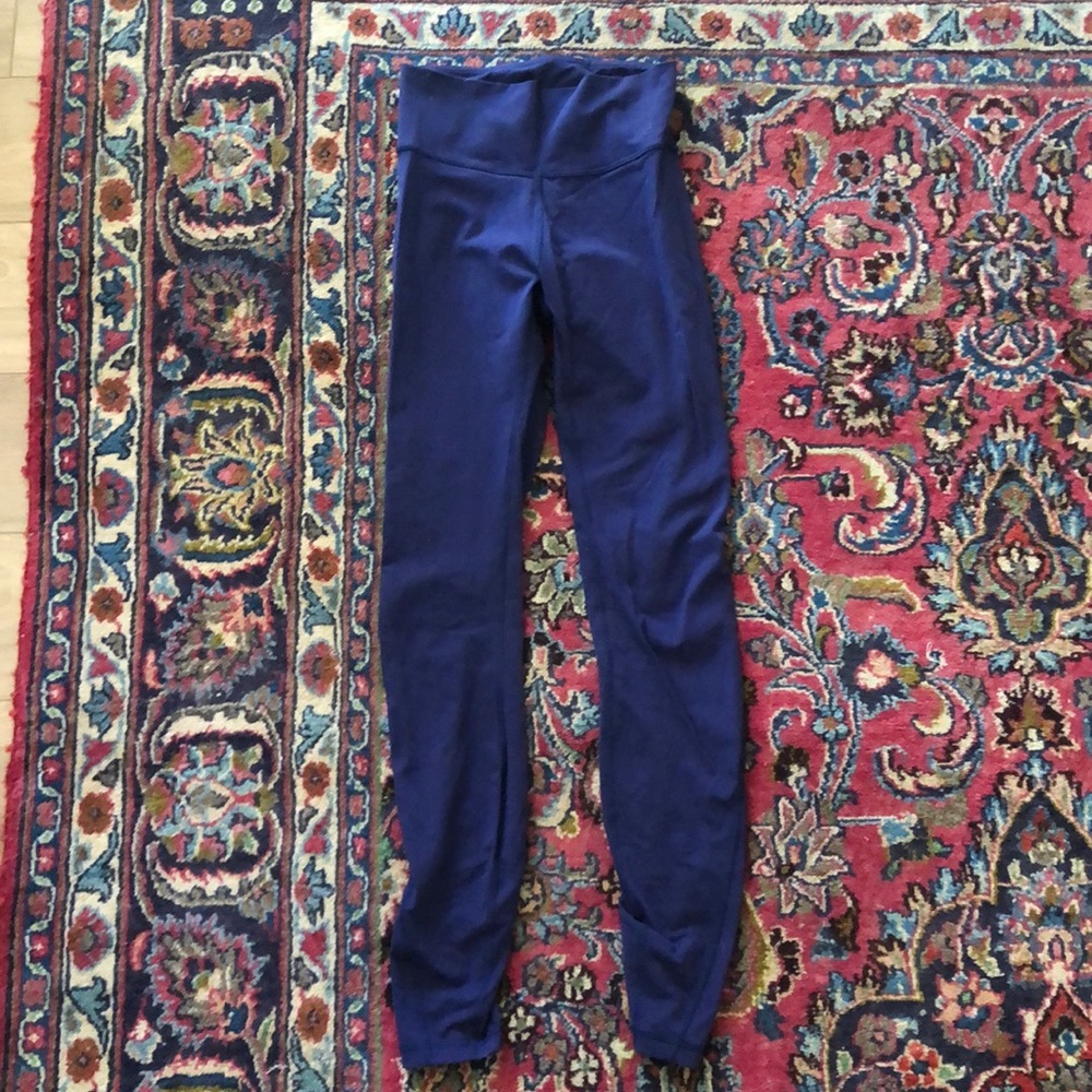 Purple lululemon leggings with see-thru detail